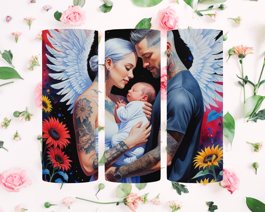 Family with a baby tumblers